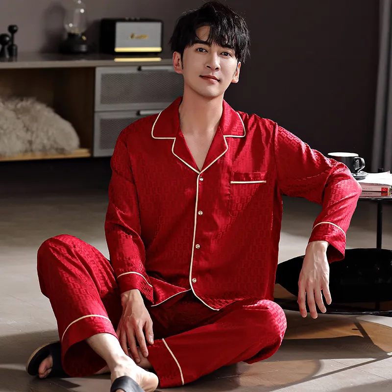 Floating Light Islands Pajama Set Men's Red-5