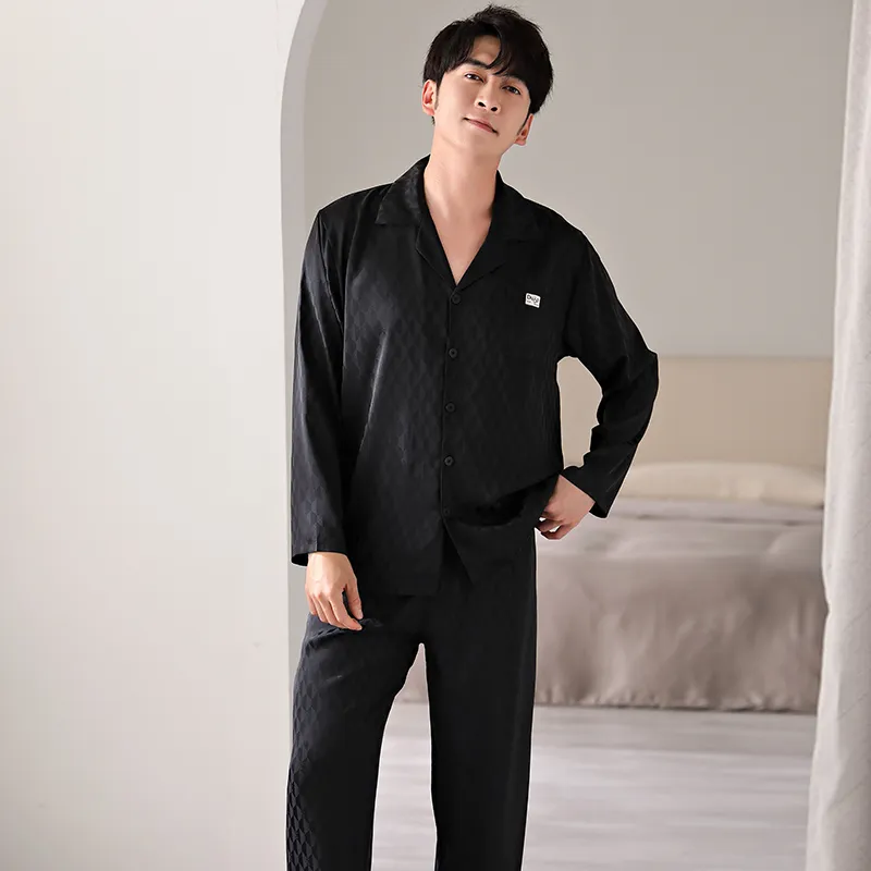 Floating Light Islands Pajama Set Men's Gift Box Set Black-5