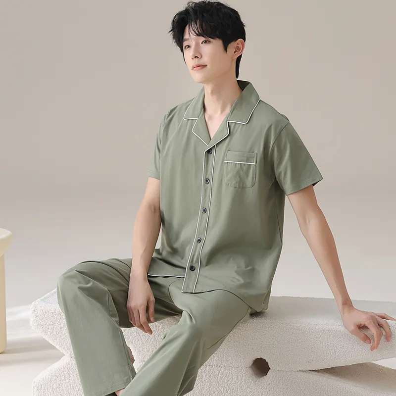 Floating Light Islands Pajama Set Men's Light Green-2