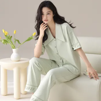 Floating Light Islands Pajama Set Women's Light Green