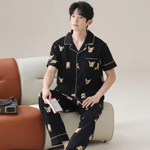 Floating Light Islands Pajama Set Men's Black