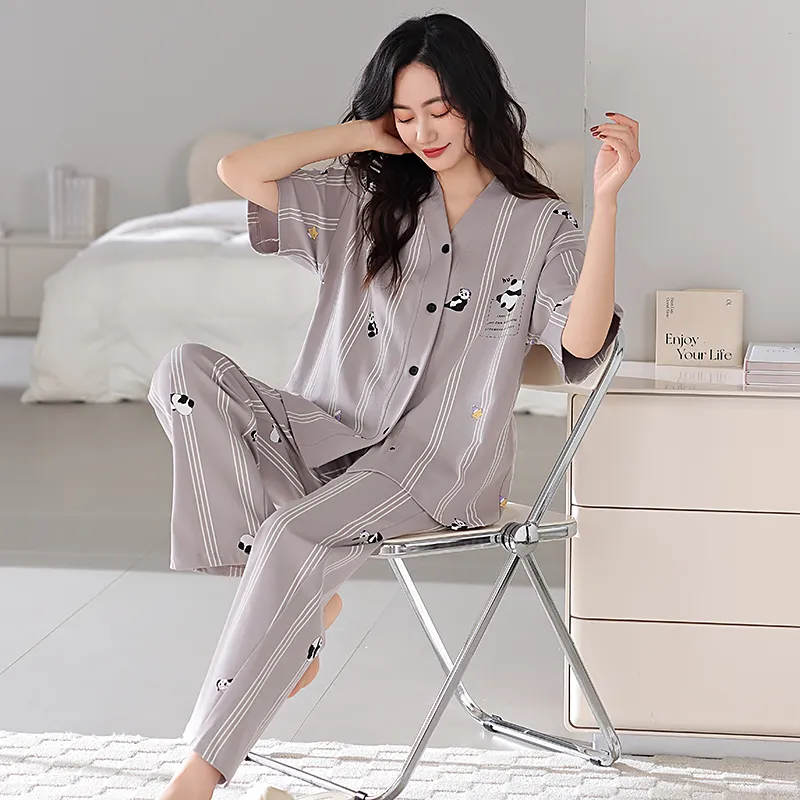 Floating Light Islands Pajama Set Women's Gray-0