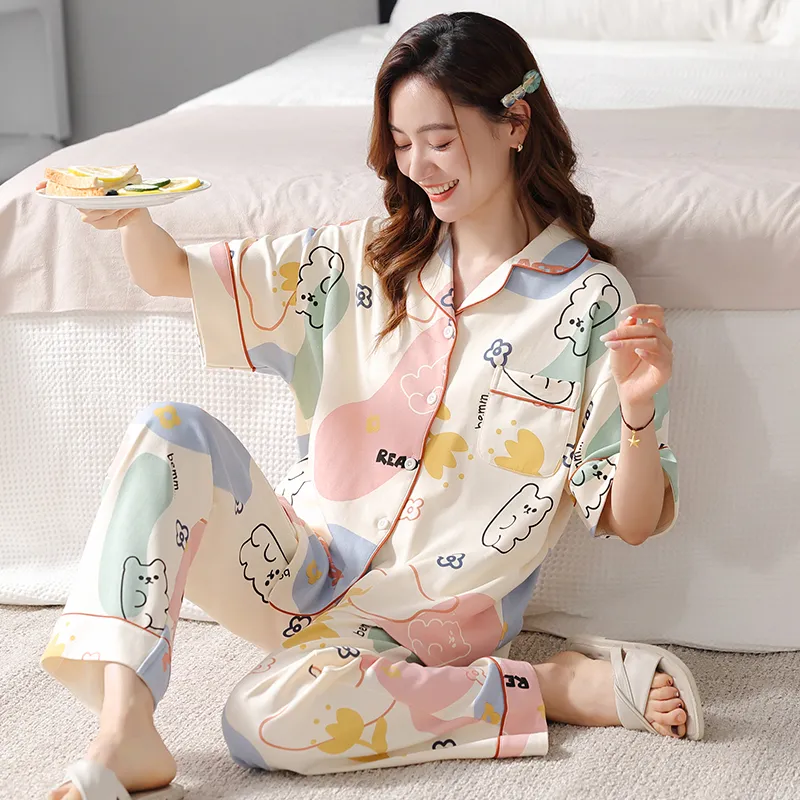 Floating Light Islands Pajama Set Women's Gift Box Set Light Apricot-2