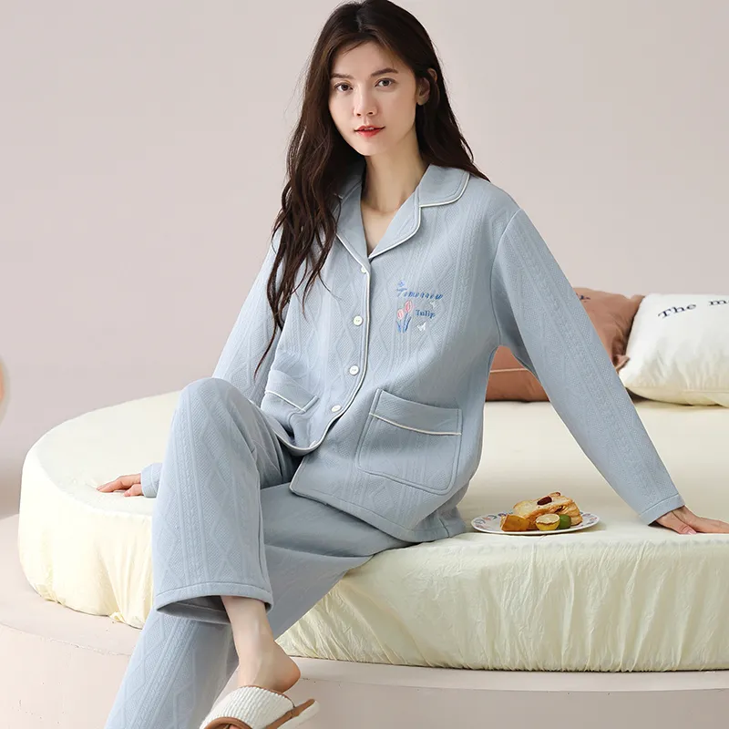 Floating Light Islands Pajama Set Women's Shopping Bag Included Light Blue-4