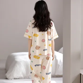 Floating Light Islands Pajama Set Women's Gift Box Set Light Apricot Yellow