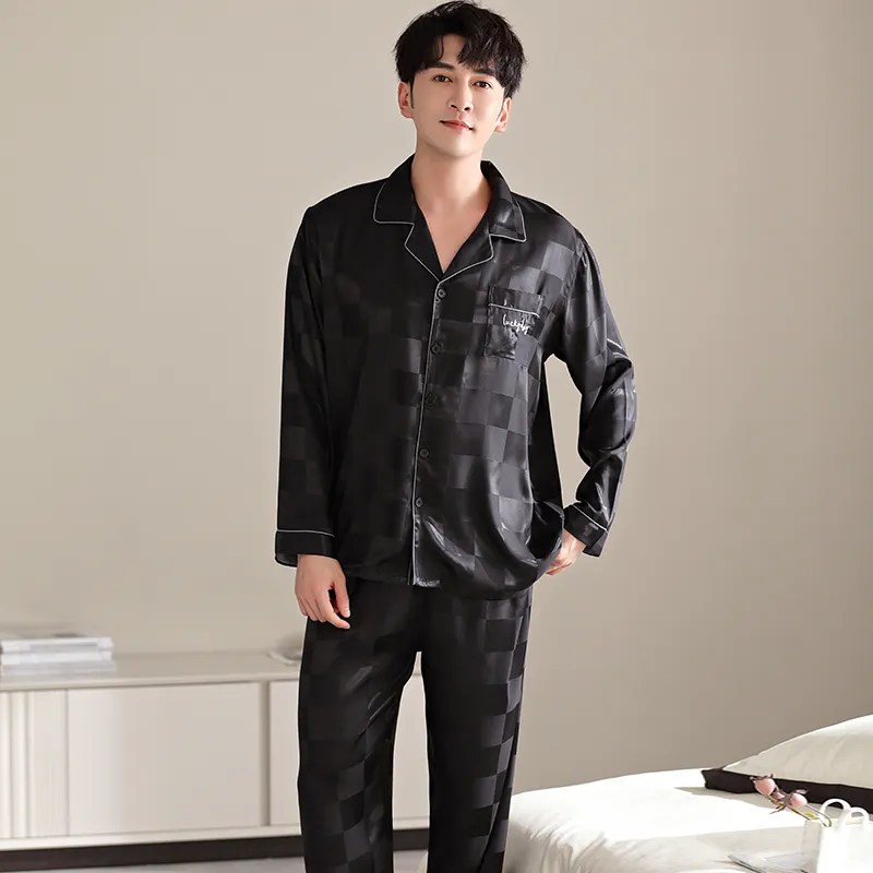 Floating Light Islands Pajama Set Men's Gift Box Set Black-3