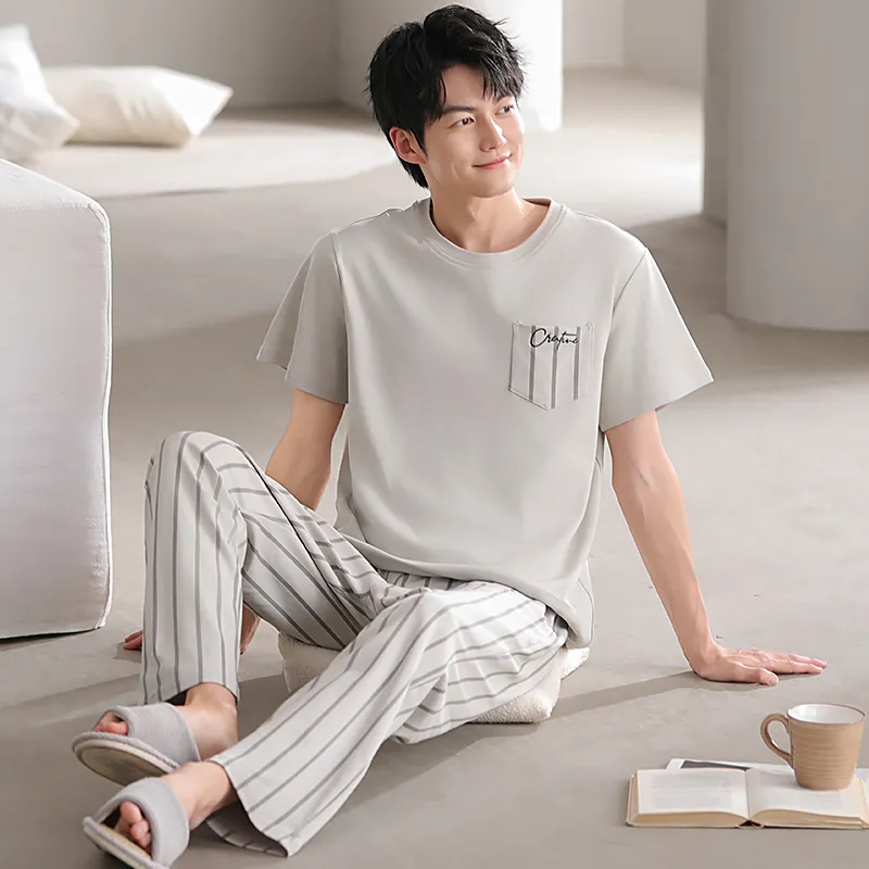 Floating Light Islands Pajama Set Men's Light Gray-5
