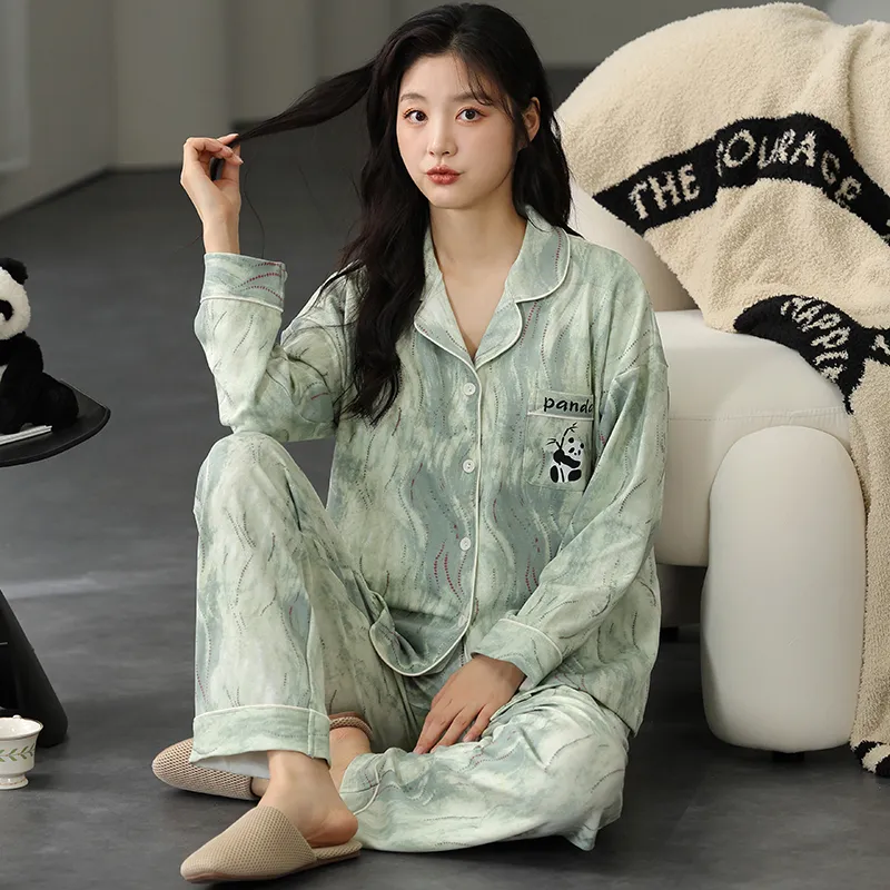 Floating Light Islands Pajama Set Women's Gift Box Set Green-4