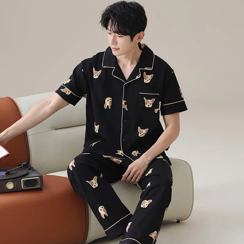 Floating Light Islands Pajama Set Men's Black-3