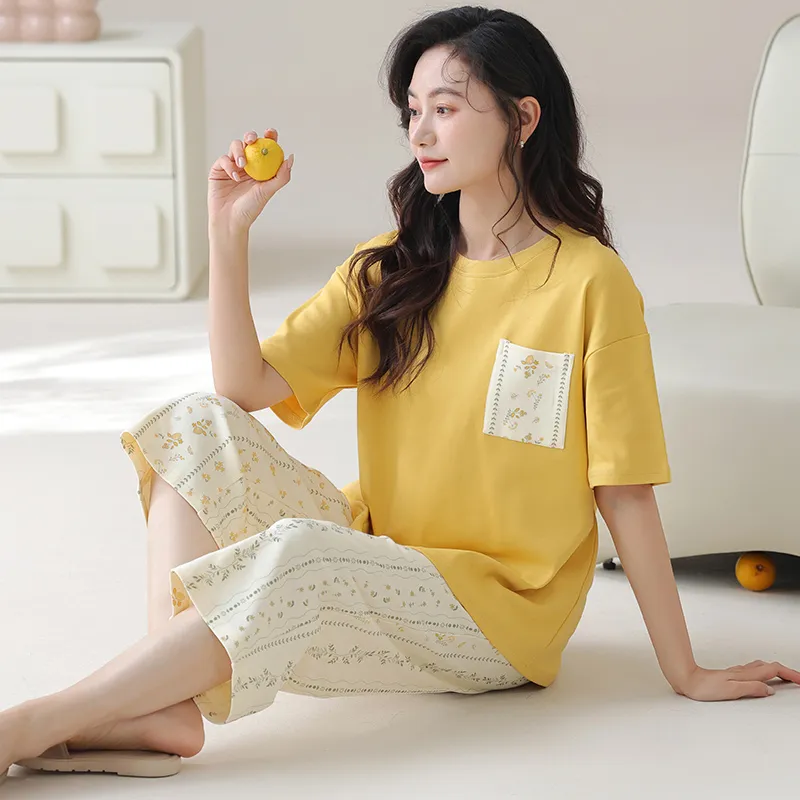 Floating Light Islands Pajama Set Women's Yellow-3