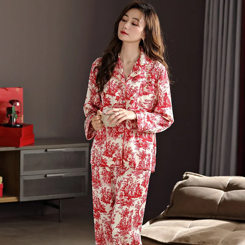 Floating Light Islands Pajama Set Women's Box Red-1