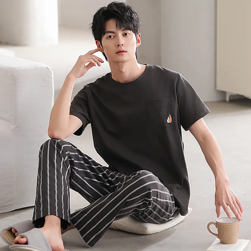 Floating Light Islands Pajama Set Men's Black-5