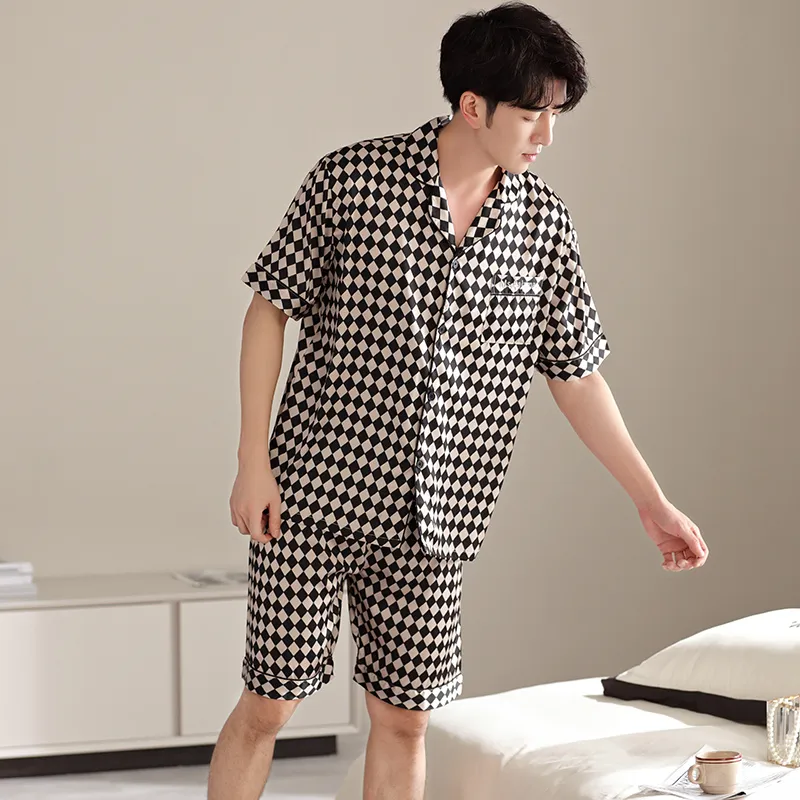 Floating Light Islands Pajama Set Men's Gift Box Set Black Gray Color-2