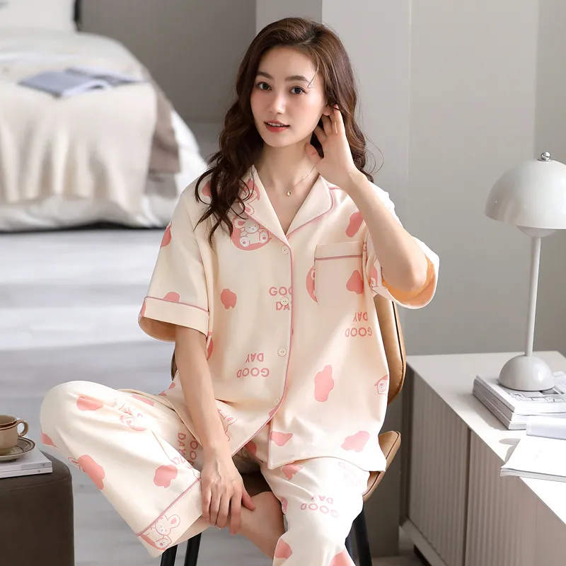 Floating Light Islands Pajama Set Women's Apricot Pink-5