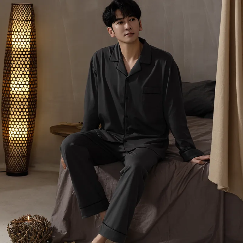 Floating Light Islands Pajama Set Men's Gift Box Set Gray-3