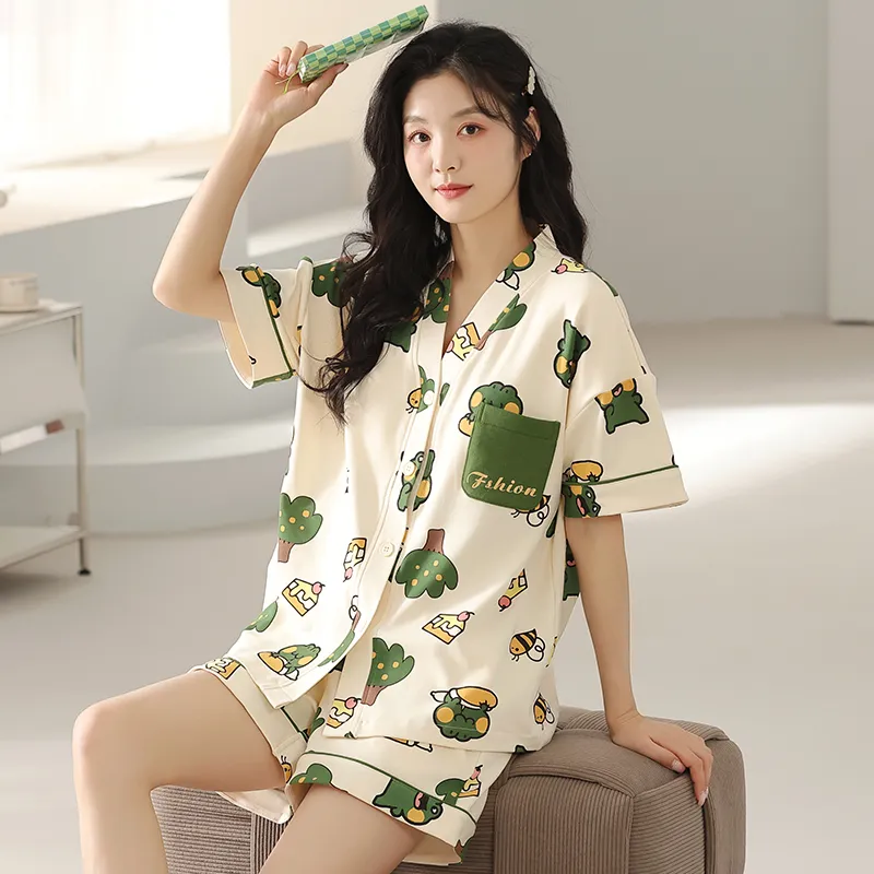 Floating Light Islands Pajama Set Women's Box Green-4