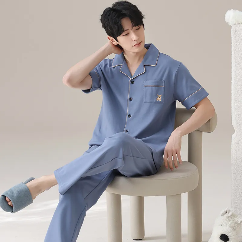 Floating Light Islands Pajama Set Men's Light Blue-4