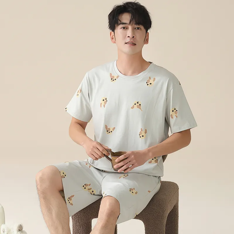 Floating Light Islands Pajama Set Men's Gift Box Set Silver Gray-0