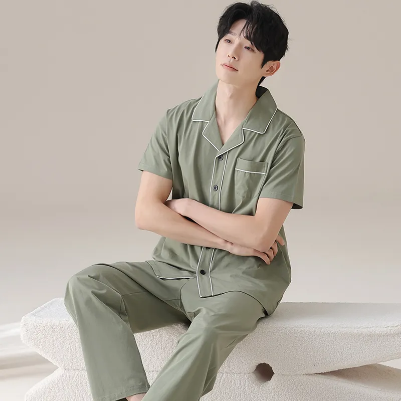 Floating Light Islands Pajama Set Men's Light Green-4