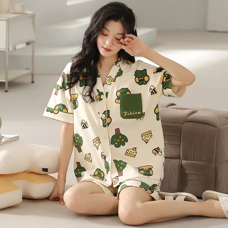 Floating Light Islands Pajama Set Women's Box Green-7