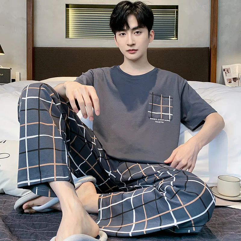 Floating Light Islands Pajama Set Men's Gift Box Set Dark Blue-2