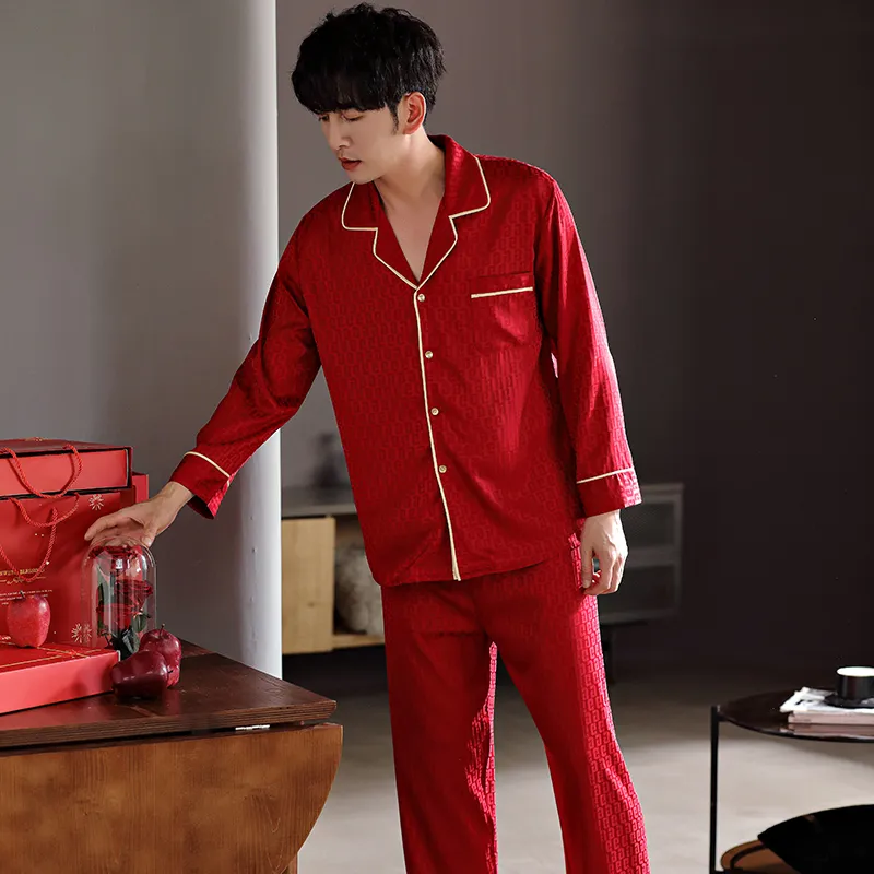 Floating Light Islands Pajama Set Men's Red-2