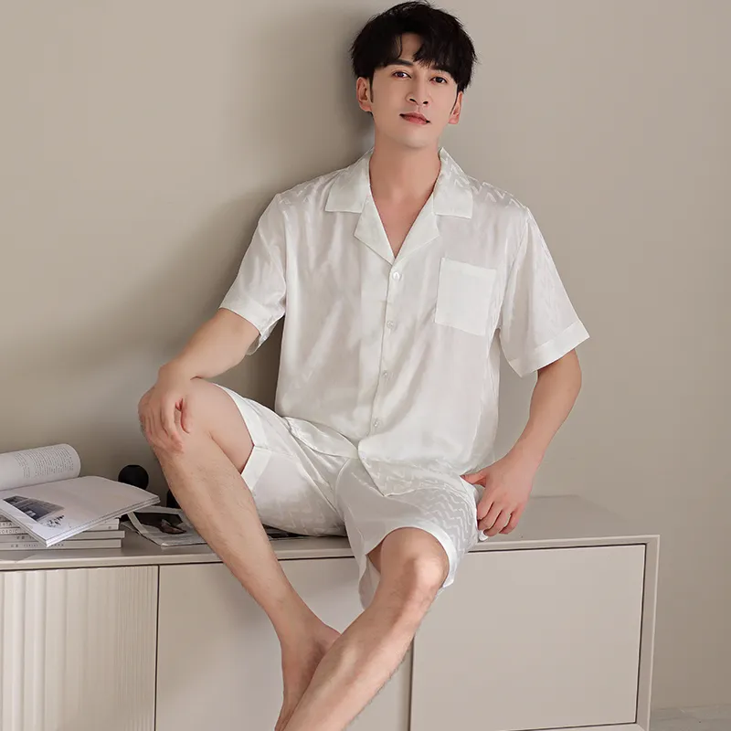 Floating Light Islands Pajama Set Men's Gift Box Set White-2