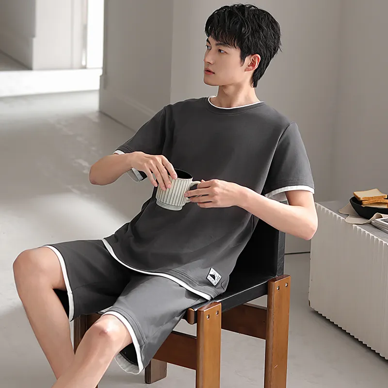 Floating Light Islands Pajama Set Men's Dark Gray-5