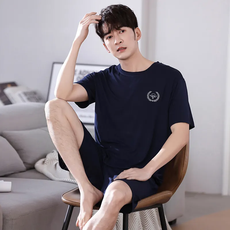Floating Light Islands Pajama Set Men's Gift Box Set Navy Blue-1