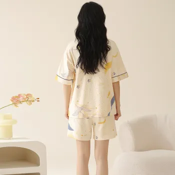 Floating Light Islands Pajama Set Women's Gift Box Set Apricot