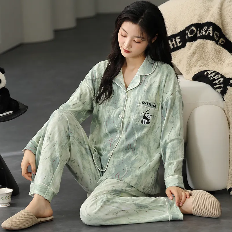 Floating Light Islands Pajama Set Women's Gift Box Set Green-2