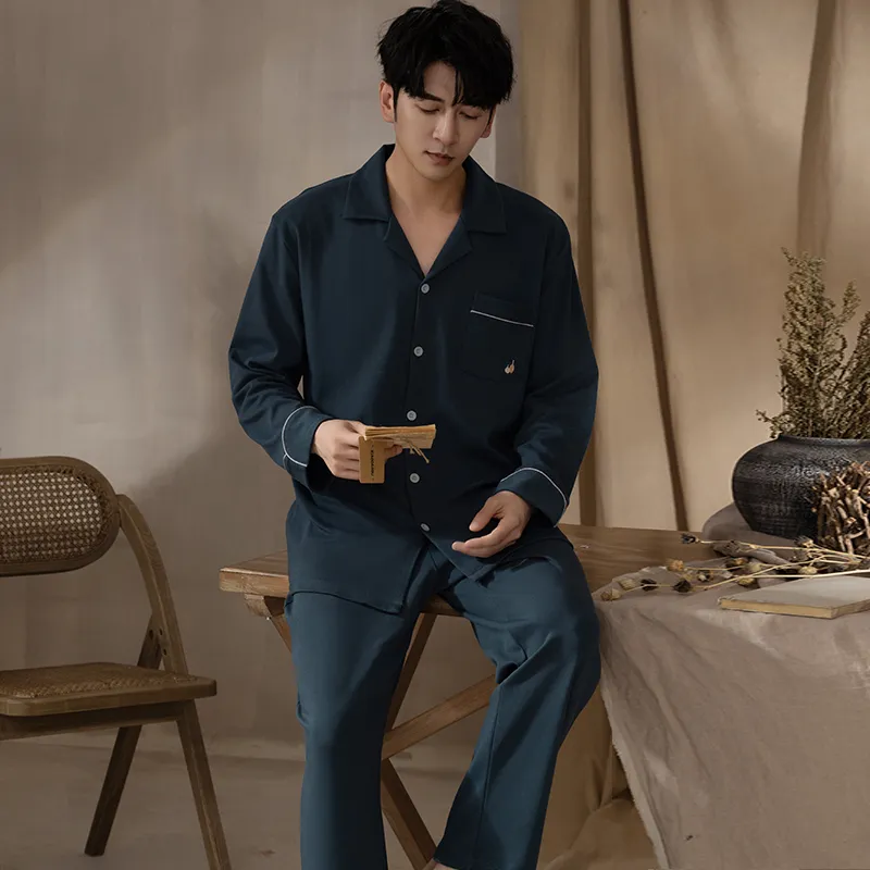 Floating Light Islands Pajama Set Men's Box Navy Blue-2