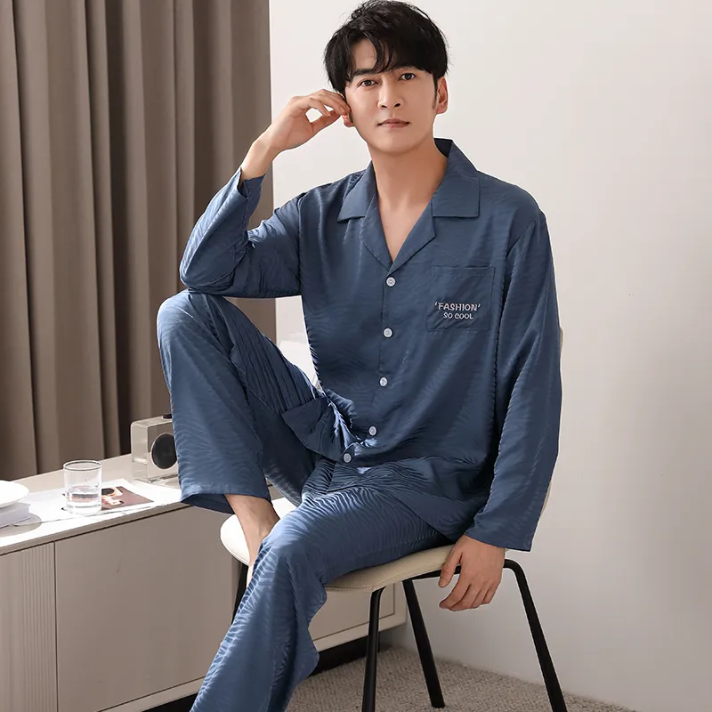 Floating Light Islands Pajama Set Men's Gift Box Set Blue-4