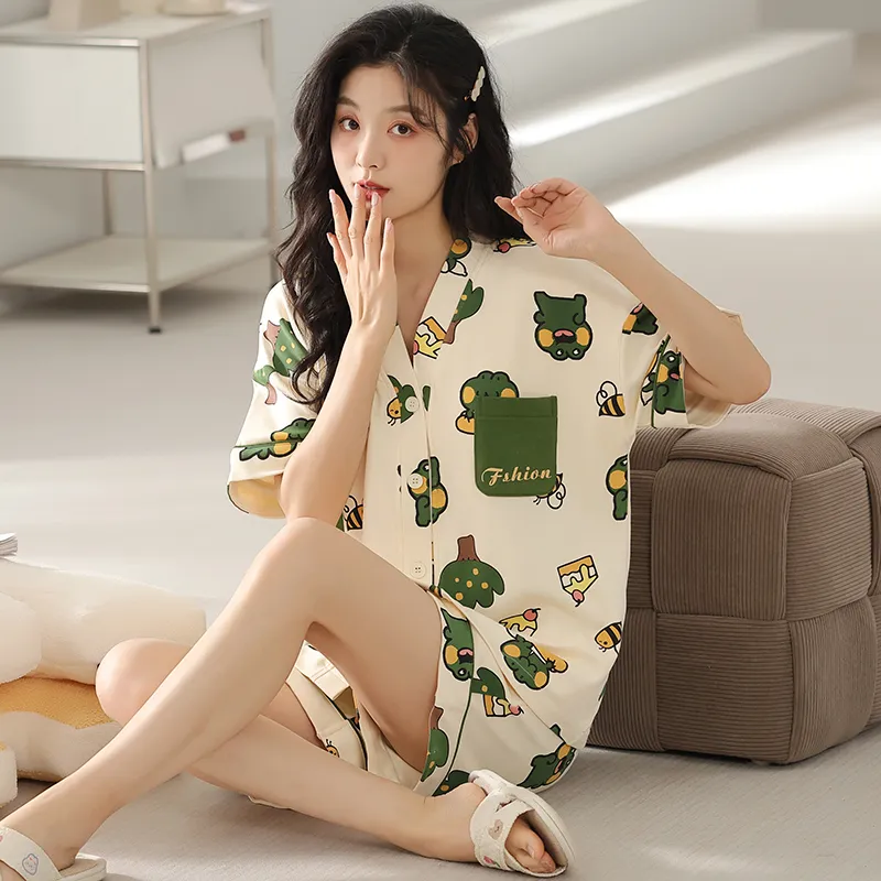 Floating Light Islands Pajama Set Women's Box Green-6