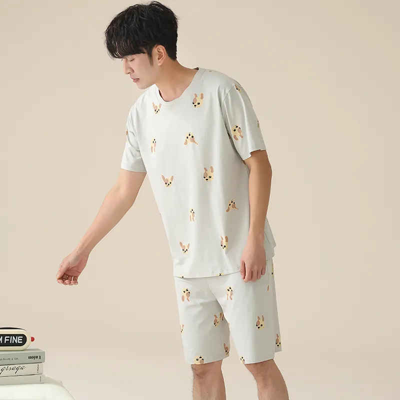 Floating Light Islands Pajama Set Men's Gift Box Set Silver Gray-5