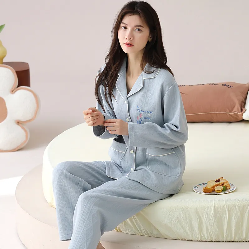 Floating Light Islands Pajama Set Women's Shopping Bag Included Light Blue-5