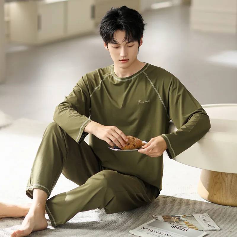 Floating Light Islands Pajama Set Gift Box Set Men's Olive-1