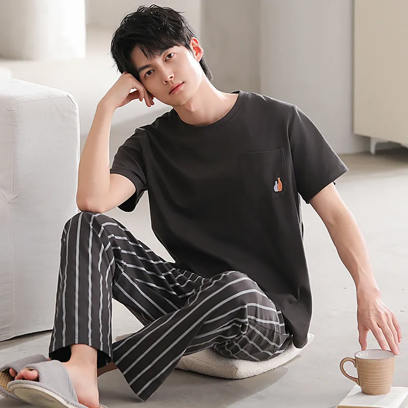 Floating Light Islands Pajama Set Men's Black-6