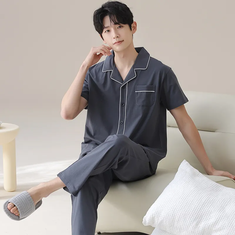 Floating Light Islands Pajama Set Men's Navy Blue-2