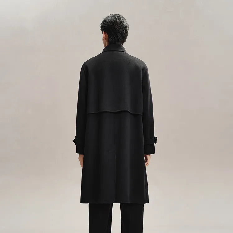 PEACEBIRD MEN Black Woolen Coat Men's-2