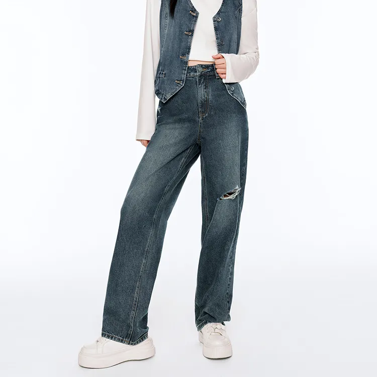 PEACEBIRD Jeans Women's Gray Blue-3