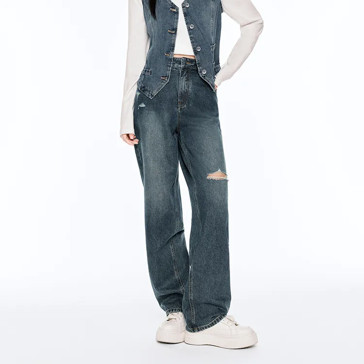 PEACEBIRD Jeans Women's Gray Blue-2