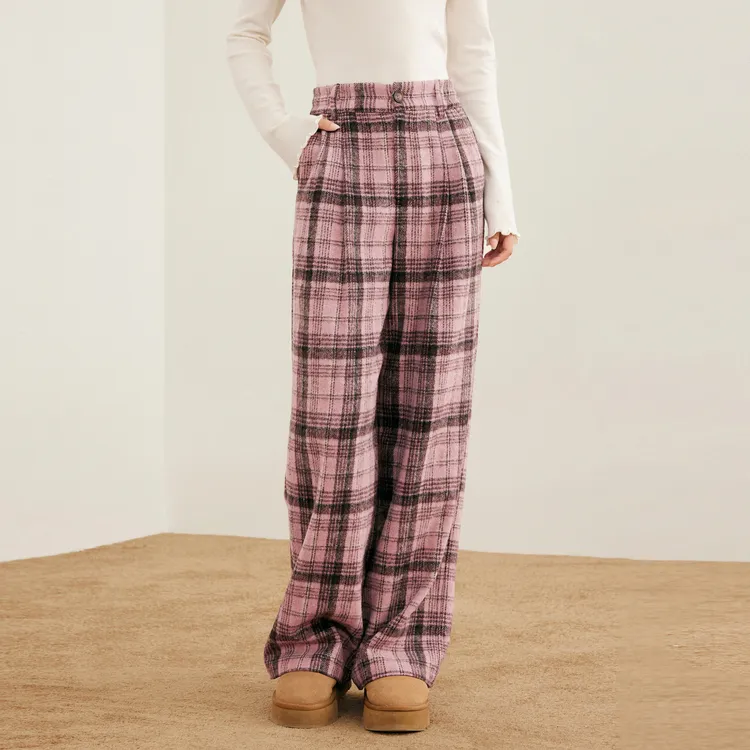 LEDIN Casual Pants Women's Peach Skin Pink In Stock-4