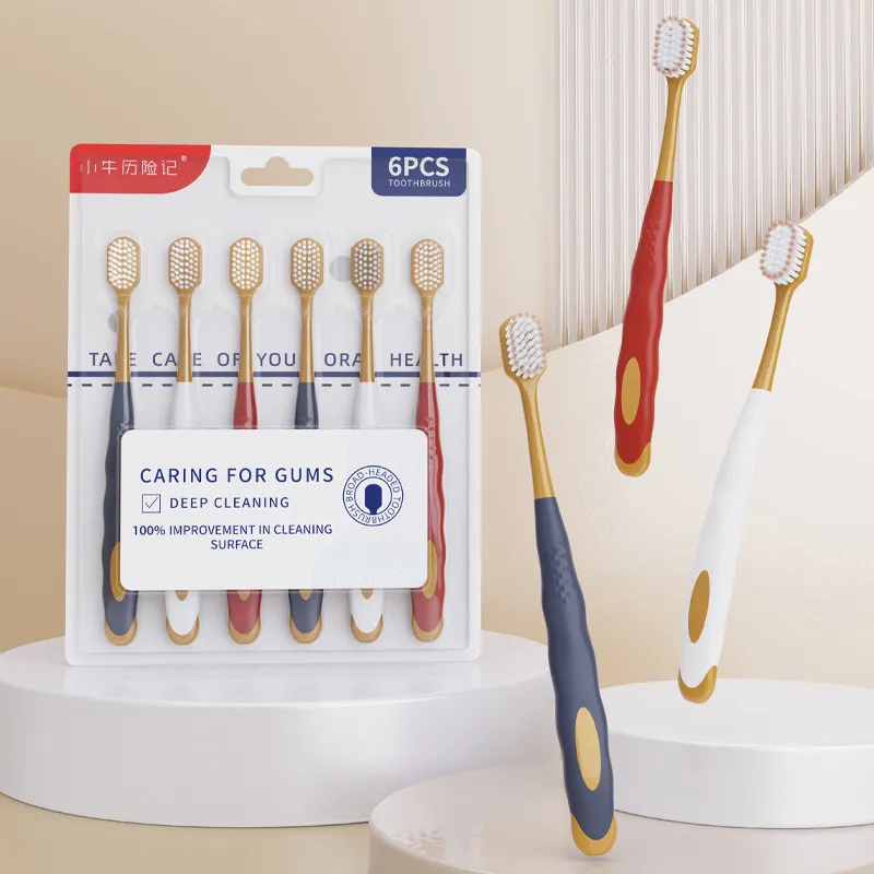 XIAONIULIXIANJI Supermarket Same Style Adults Toothbrush Soft Bristles Home Use 6 Pcs Set Couple Toothbrush Wide Head-1