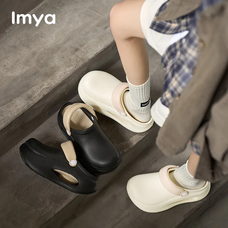 Yu Pu Platform Clogs Summer Slip Resistant Squashy And Bouncy Feeling Slippers Breathable Soft Sole Closed Toe Slippers-2