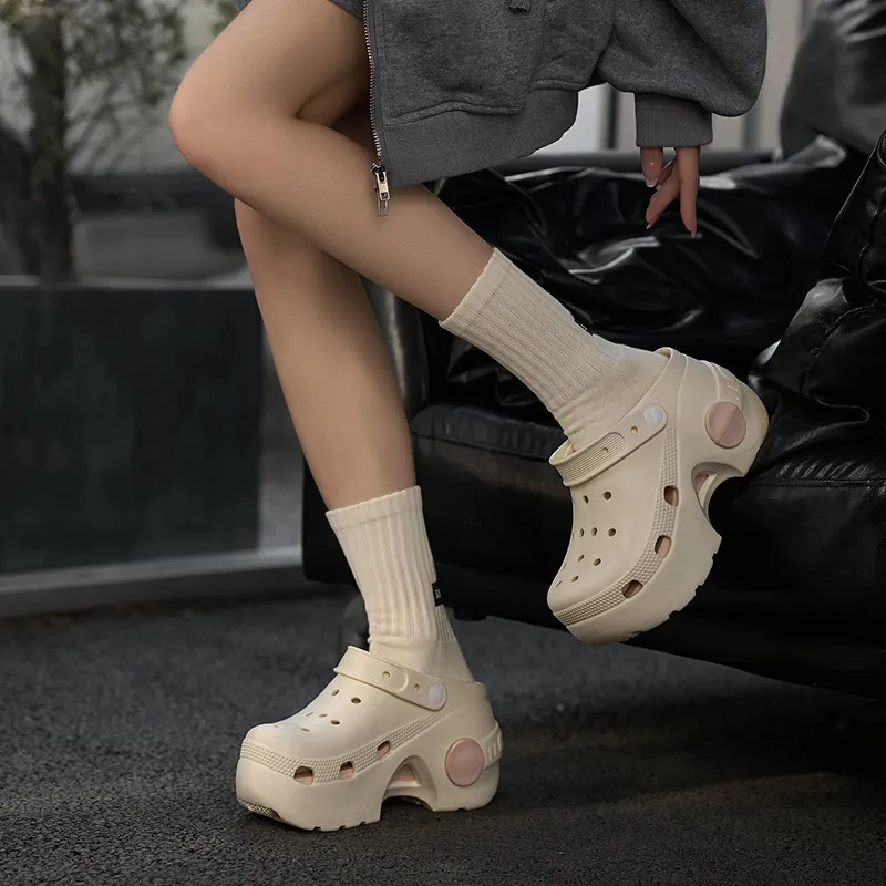 Lymia 10cm Height Increasing Clogs Summer Platform Breathable Slip Resistant Odor Resistant EVA Slippers-3