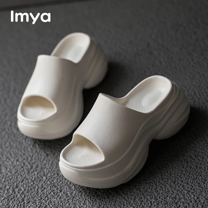 Lymia Platform Squashy And Bouncy Feeling EVA Home Summer Indoor Bathroom Bathing Slippers-3
