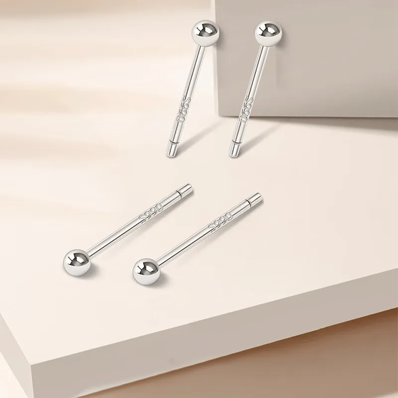 Mrs. Kra S990 Fine Silver Stud Earrings Unisex-7