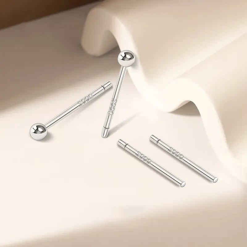 Mrs. Kra S990 Fine Silver Stud Earrings Unisex-2