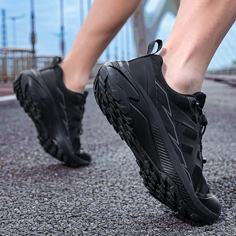 GESENLANG Cushioned Slip Resistant Breathable Lightweight Low Top Casual Running Shoes Men's Black-9
